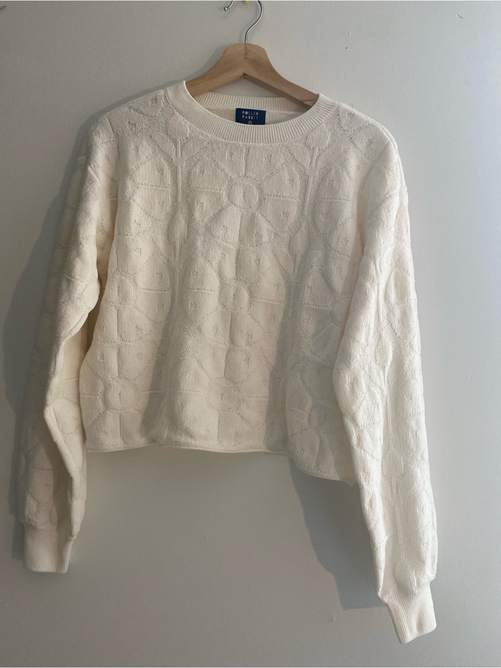 Roller Rabbit Ivory Textured Crewneck Sweater